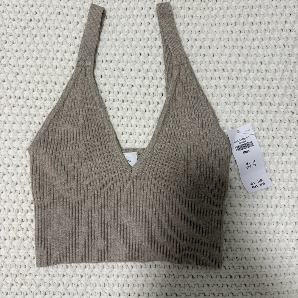 Gilly hicks Ribbed Knit Crop Top in Brown